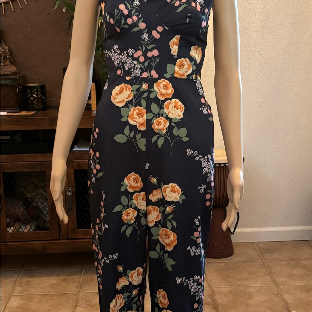Floral Print Jumpsuit in Navy